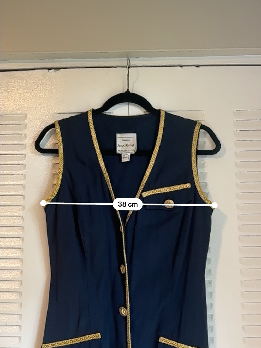 Joseph Ribkoff Navy Gold Trim Midi Dress | Luxury Metallic Braid | Size 10 - Picture 14 of 16